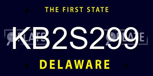 KB2S299 Delaware License Plate