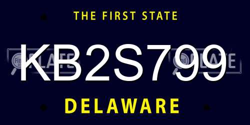 KB2S799 Delaware License Plate