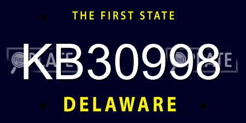 KB30998 Delaware License Plate