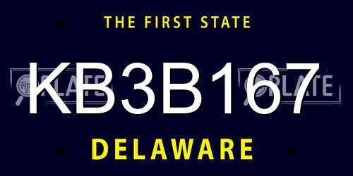 KB3B167 Delaware License Plate
