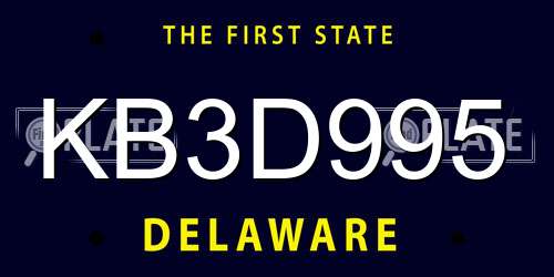KB3D995 Delaware License Plate