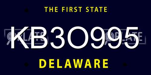 KB3O995 Delaware License Plate