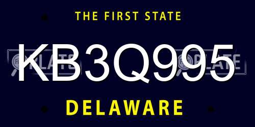 KB3Q995 Delaware License Plate