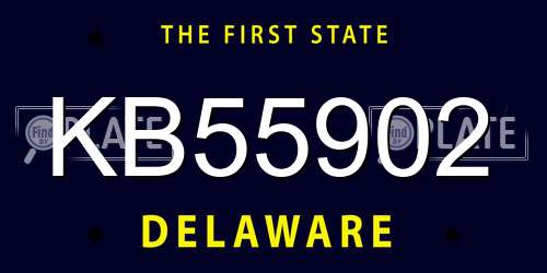 KB55902 Delaware License Plate