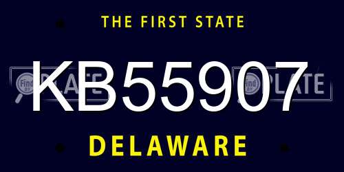 KB55907 Delaware License Plate
