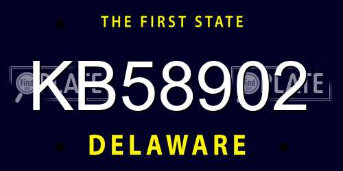 KB58902 Delaware License Plate