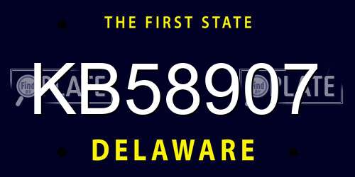 KB58907 Delaware License Plate