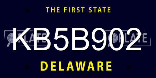 KB5B902 Delaware License Plate