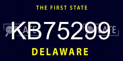KB75299 Delaware License Plate