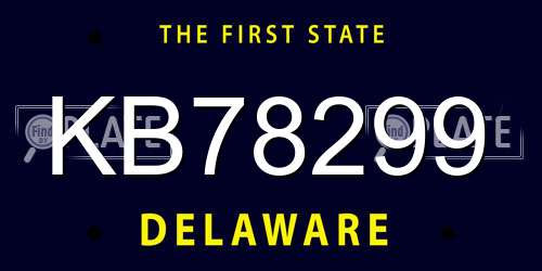 KB78299 Delaware License Plate