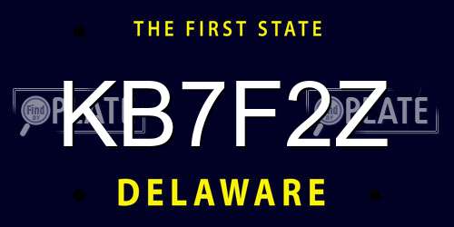 KB7F2Z Delaware License Plate
