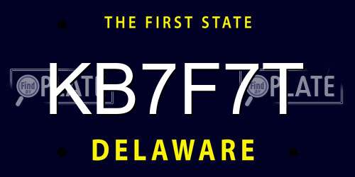 KB7F7T Delaware License Plate