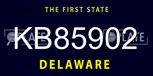 KB85902 Delaware License Plate