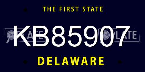 KB85907 Delaware License Plate