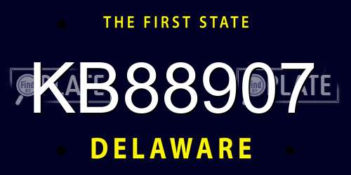 KB88907 Delaware License Plate