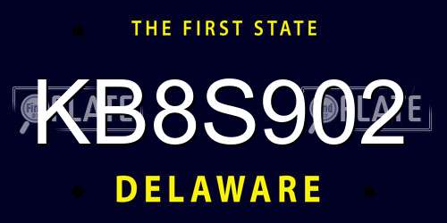 KB8S902 Delaware License Plate