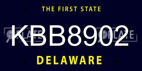 KBB8902 Delaware License Plate