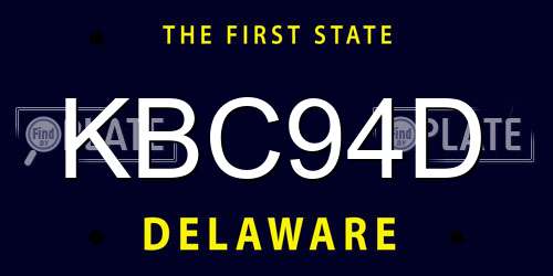 KBC94D Delaware License Plate