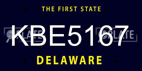 KBE5167 Delaware License Plate