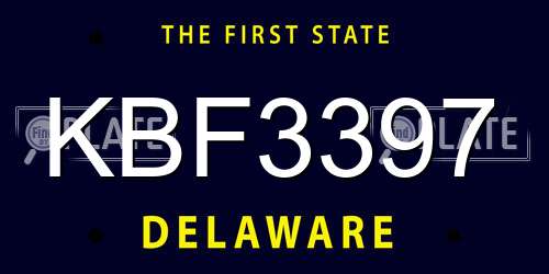 KBF3397 Delaware License Plate