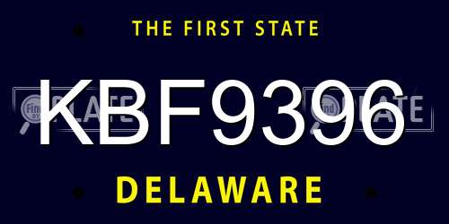 KBF9396 Delaware License Plate