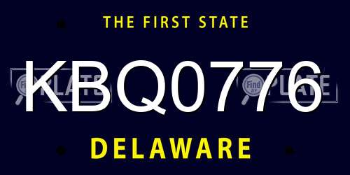 KBQ0776 Delaware License Plate