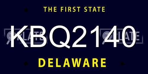KBQ2140 Delaware License Plate