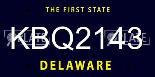KBQ2143 Delaware License Plate