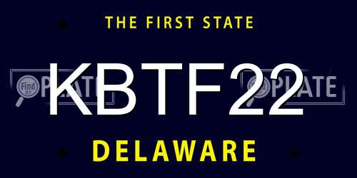 KBTF22 Delaware License Plate