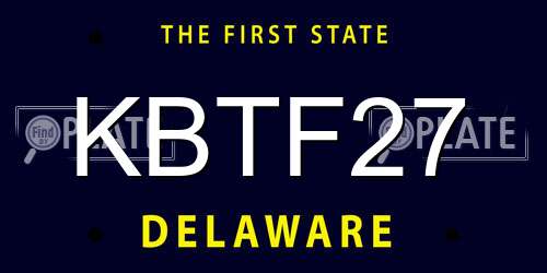 KBTF27 Delaware License Plate