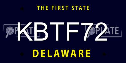 KBTF72 Delaware License Plate
