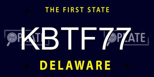 KBTF77 Delaware License Plate