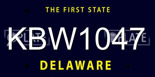 KBW1047 Delaware License Plate