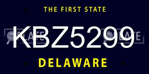 KBZ5299 Delaware License Plate
