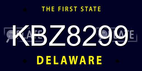 KBZ8299 Delaware License Plate