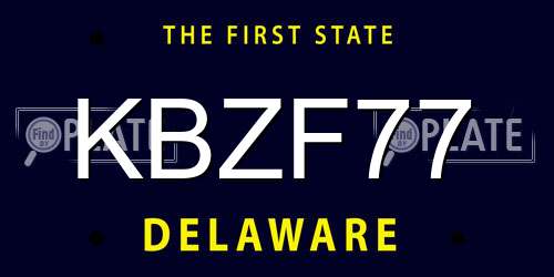 KBZF77 Delaware License Plate