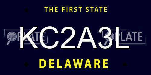 KC2A3L Delaware License Plate