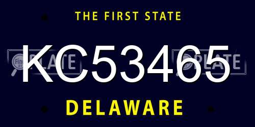 KC53465 Delaware License Plate