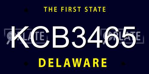 KCB3465 Delaware License Plate