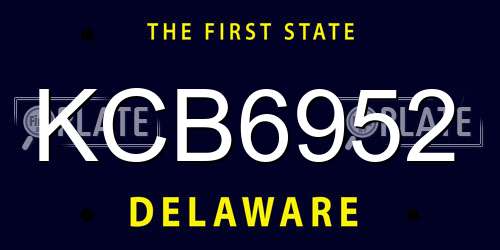 KCB6952 Delaware License Plate
