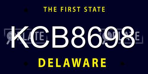KCB8698 Delaware License Plate