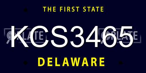 KCS3465 Delaware License Plate