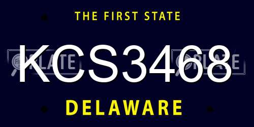 KCS3468 Delaware License Plate