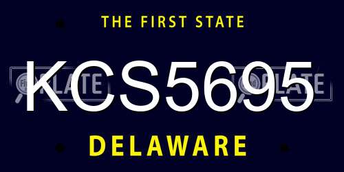 KCS5695 Delaware License Plate