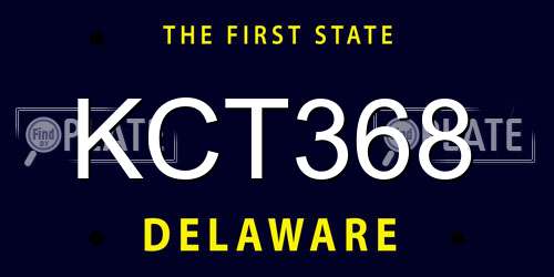KCT368 Delaware License Plate