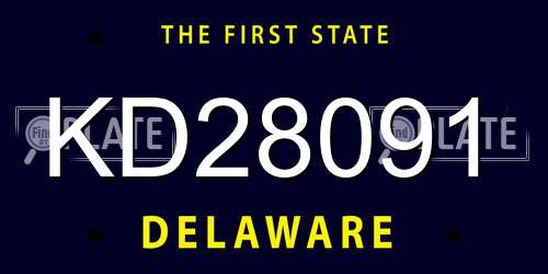 KD28091 Delaware License Plate