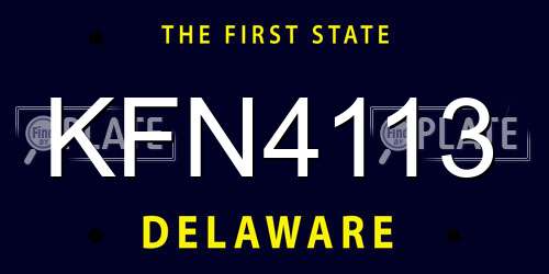 KFN4113 Delaware License Plate