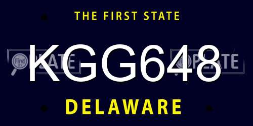 KGG648 Delaware License Plate