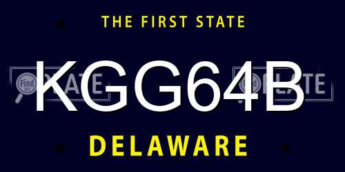 KGG64B Delaware License Plate