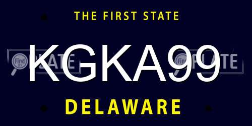 KGKA99 Delaware License Plate